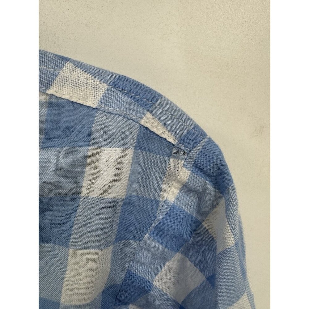 J. Crew Plaid Button Front Shirt Blue Long Sleeve Lightweight Preppy Western XXS - Picture 7 of 10